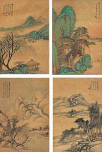 汪琨 癸亥（1923年）作 山水四屏 立轴